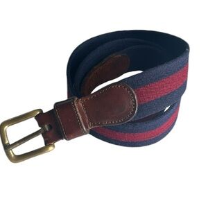 COACH Wool Belt Navy Blue & Burgundy Stripe sz 40 39”